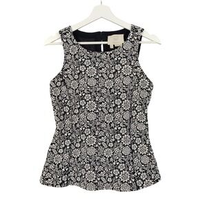Vanessa Virginia Anthro Cottage Floral Corset Tank Top Jacquard Black Women SZ S